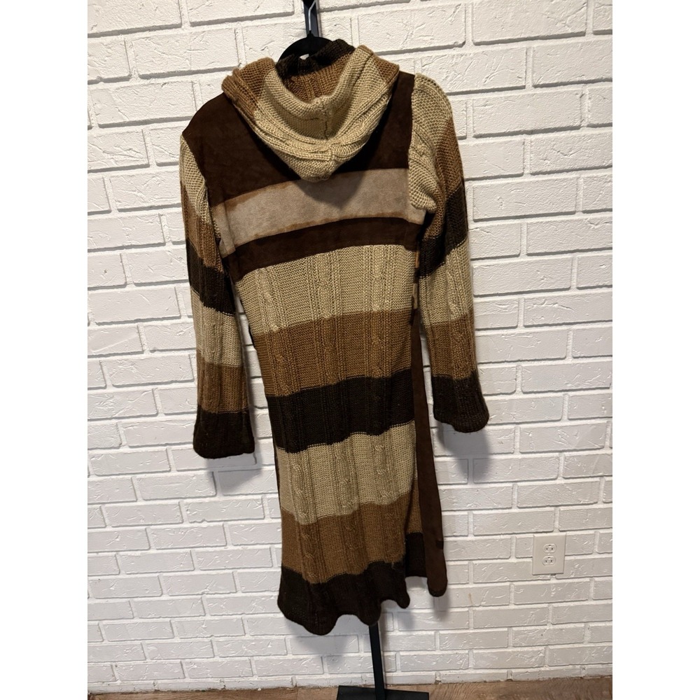 Vintage 1970s‎ Edelstein Imports Suede Patchwork Hooded Coat Boho Folk Festival - Picture 8 of 9